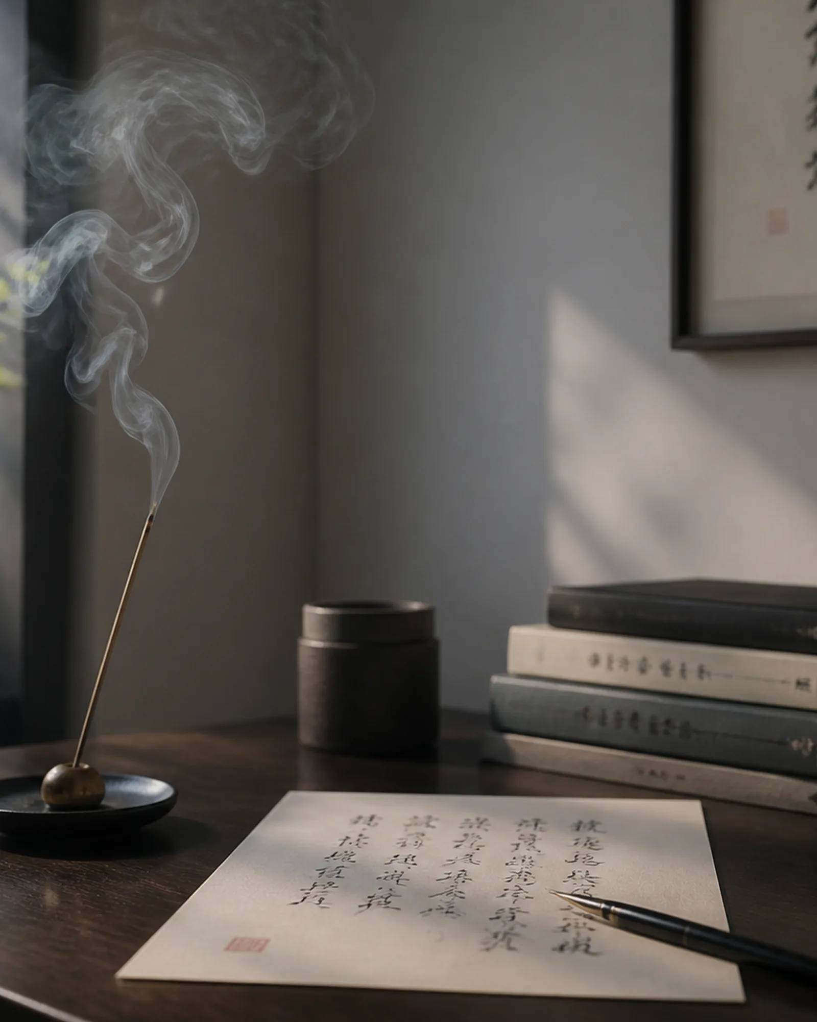 Incense holder on a stable surface