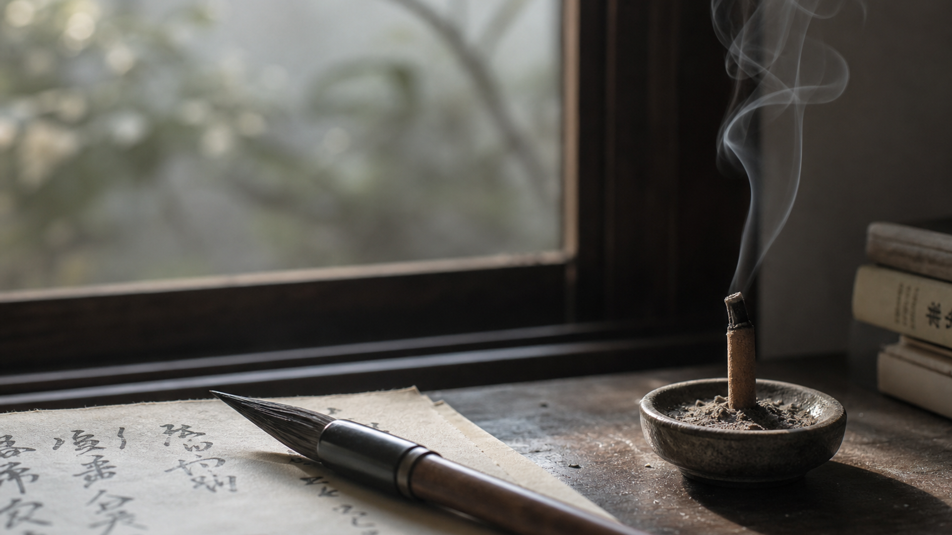 Editorial photograph for the essay: Incense, ink, silence